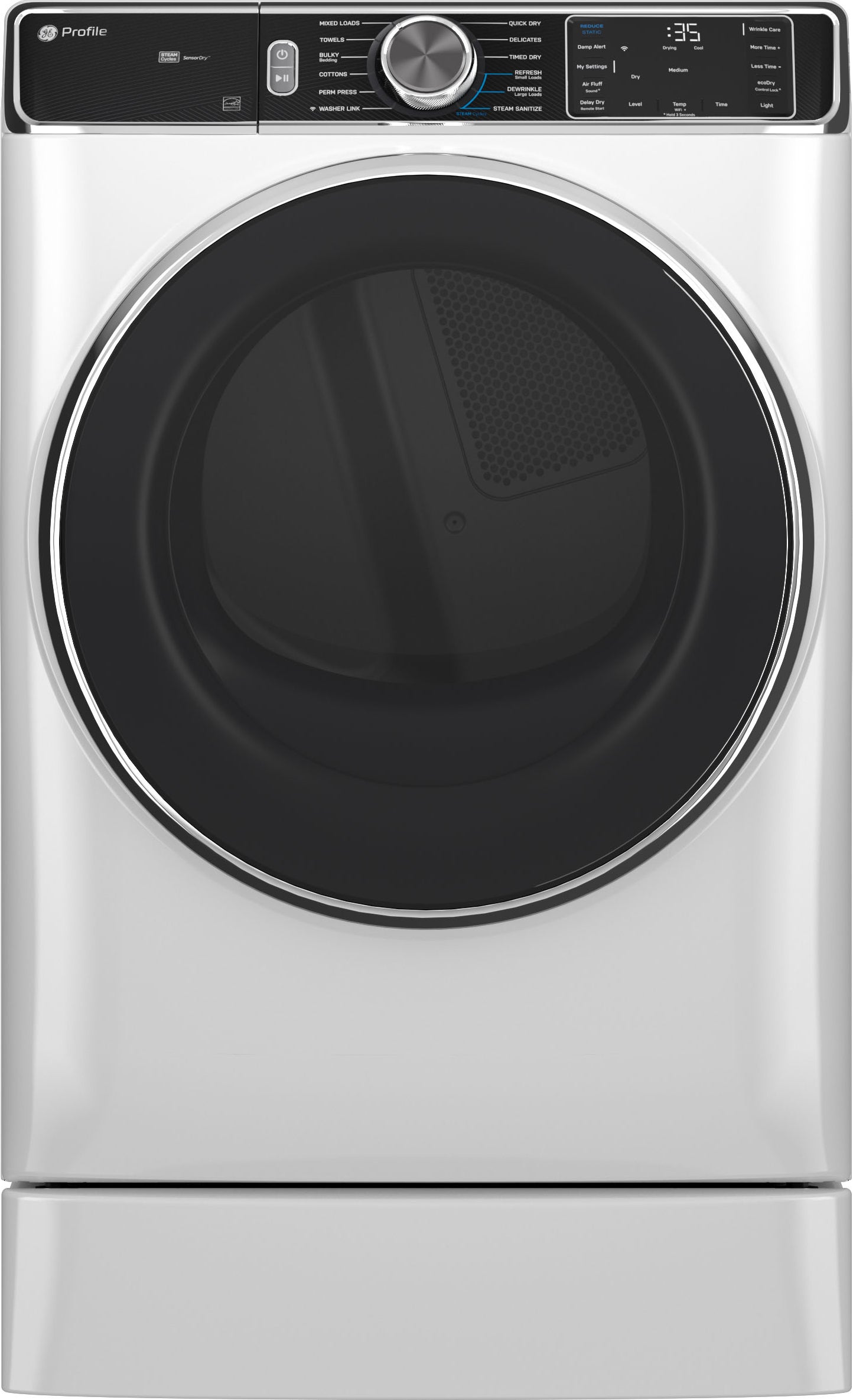 GE PFD87ESSVWW 28 Inch Smart Front Load Electric Dryer White