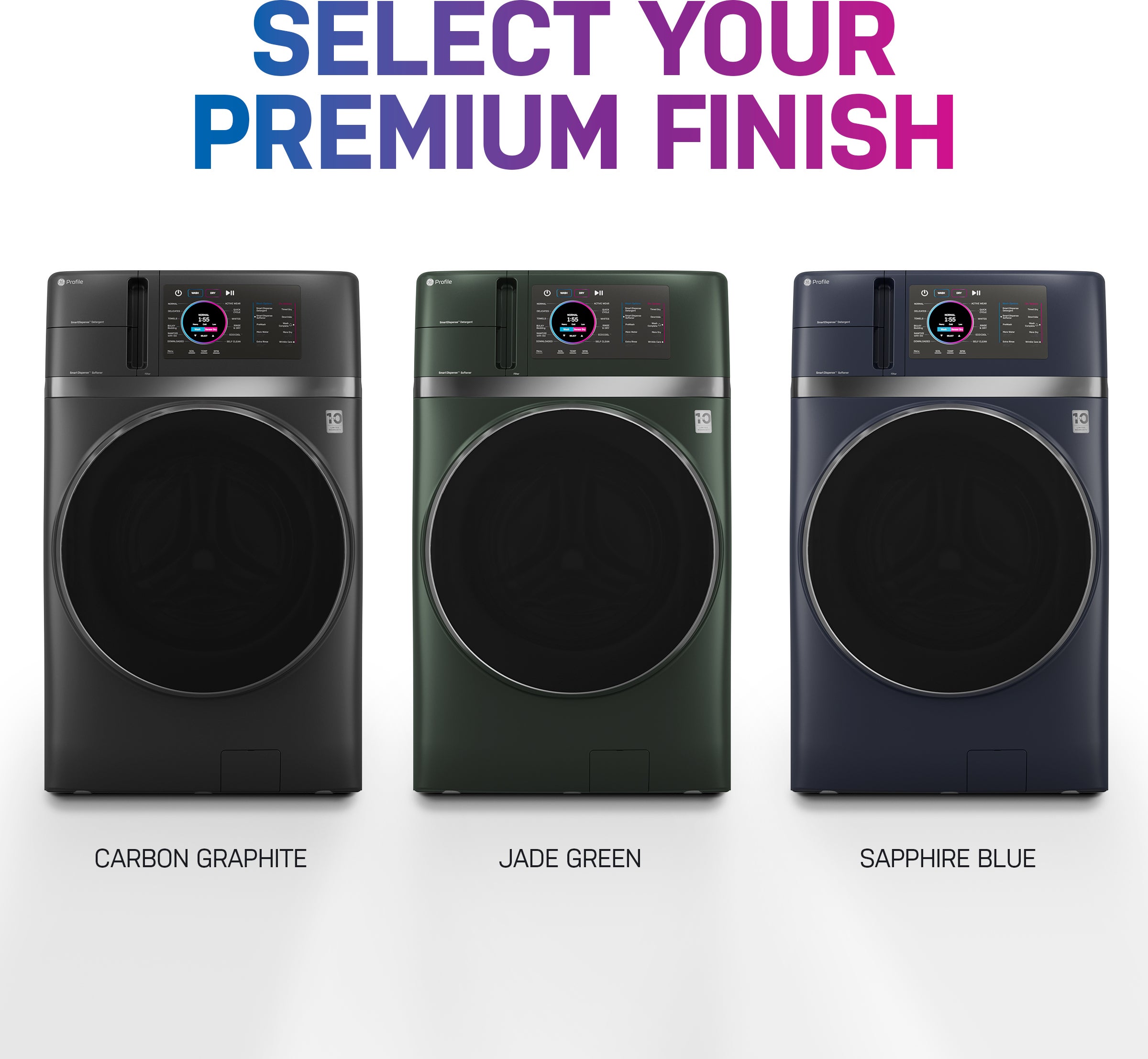 GE PFQ97HSPVGN 28 Inch Smart Front Load Washer/Dryer Combo Jade
