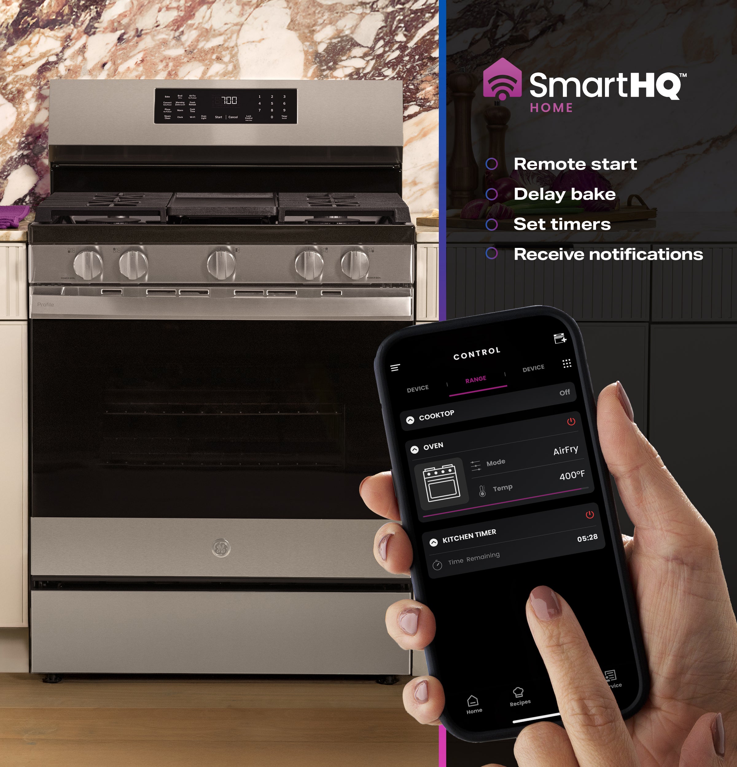 GE PGF700AYFS 30 Inch Profile Freestanding Gas Range Fingerprint