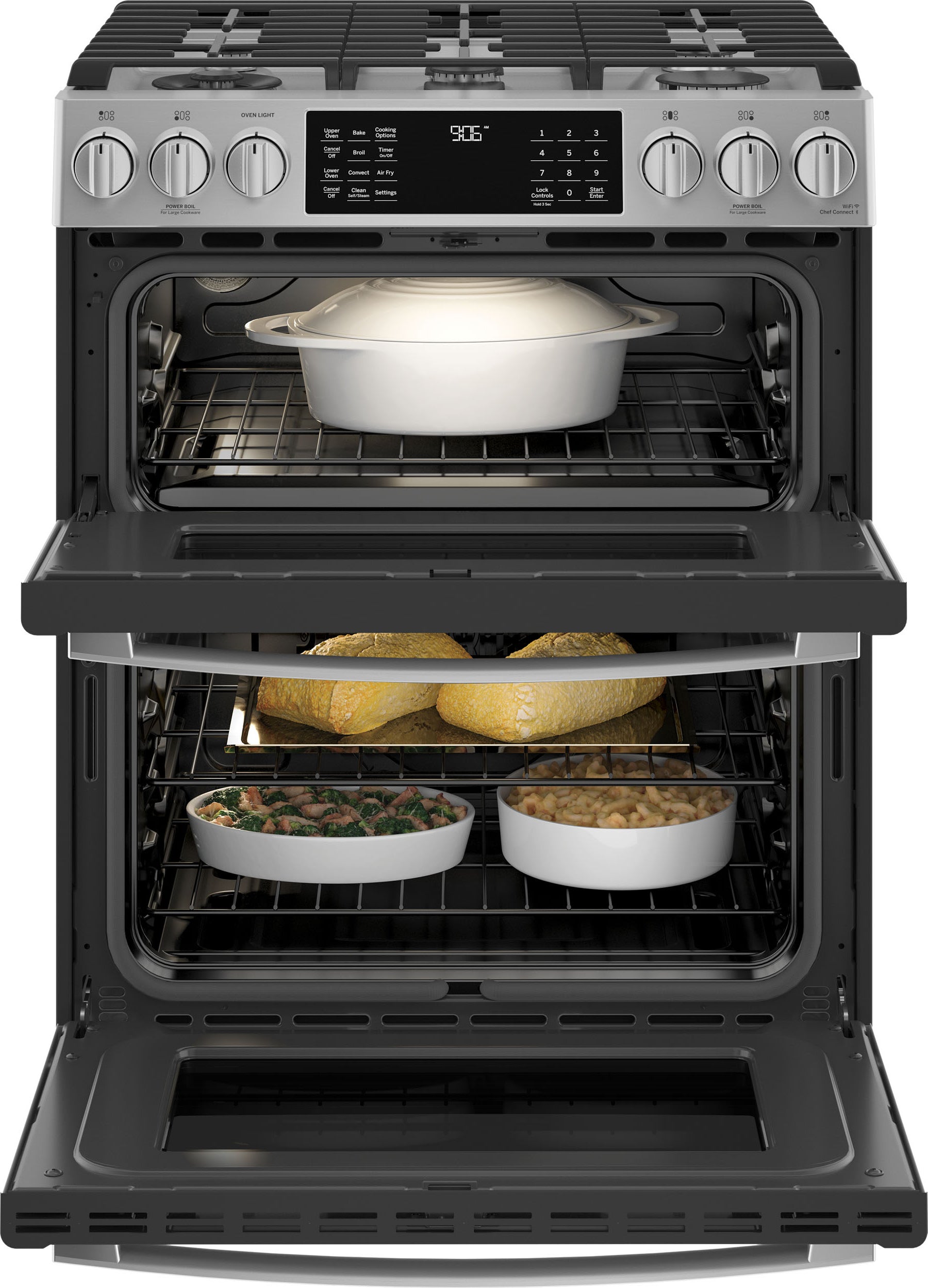 GE Profile 30 in. Smart Slide-In Double Oven Gas Range - Thumbnail 4