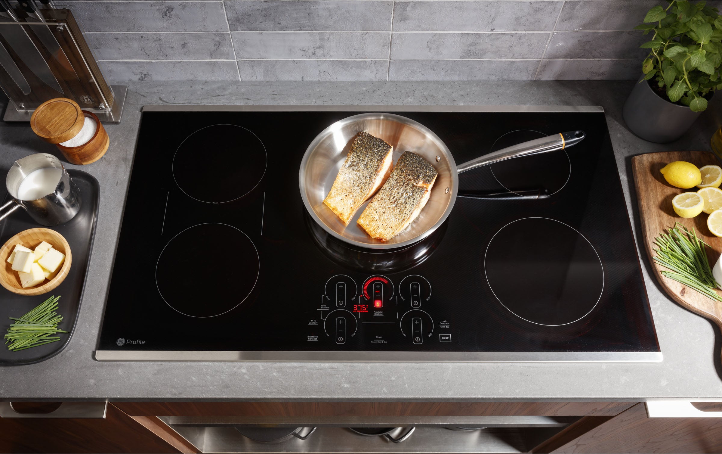 GE PHP9036STSS 36 Inch Induction Smart Cooktop Stainless Steel On