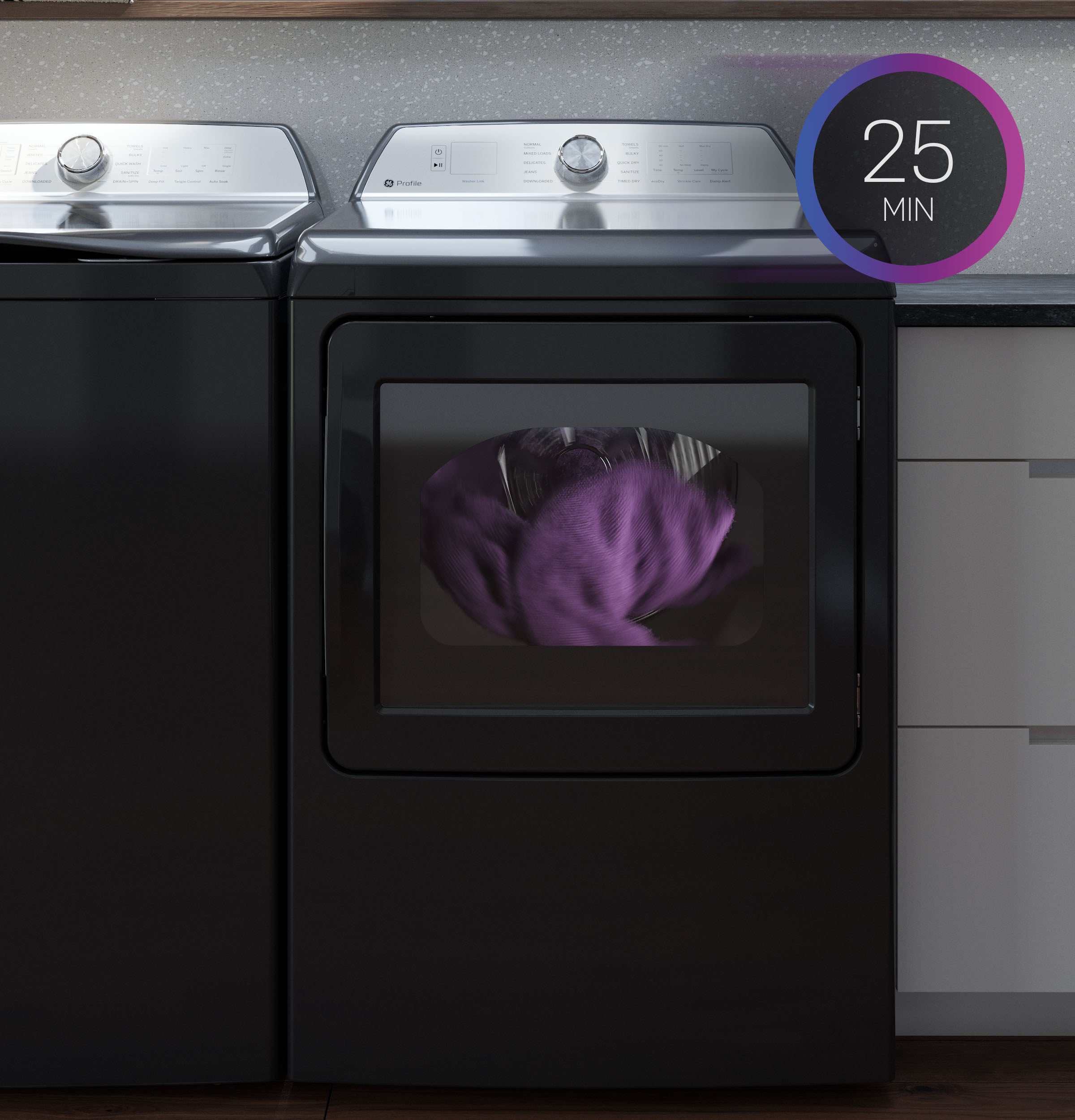 GE PTD60GBPRDG 27 Inch Gas Dryer Diamond Gray | Plesser's Appliances