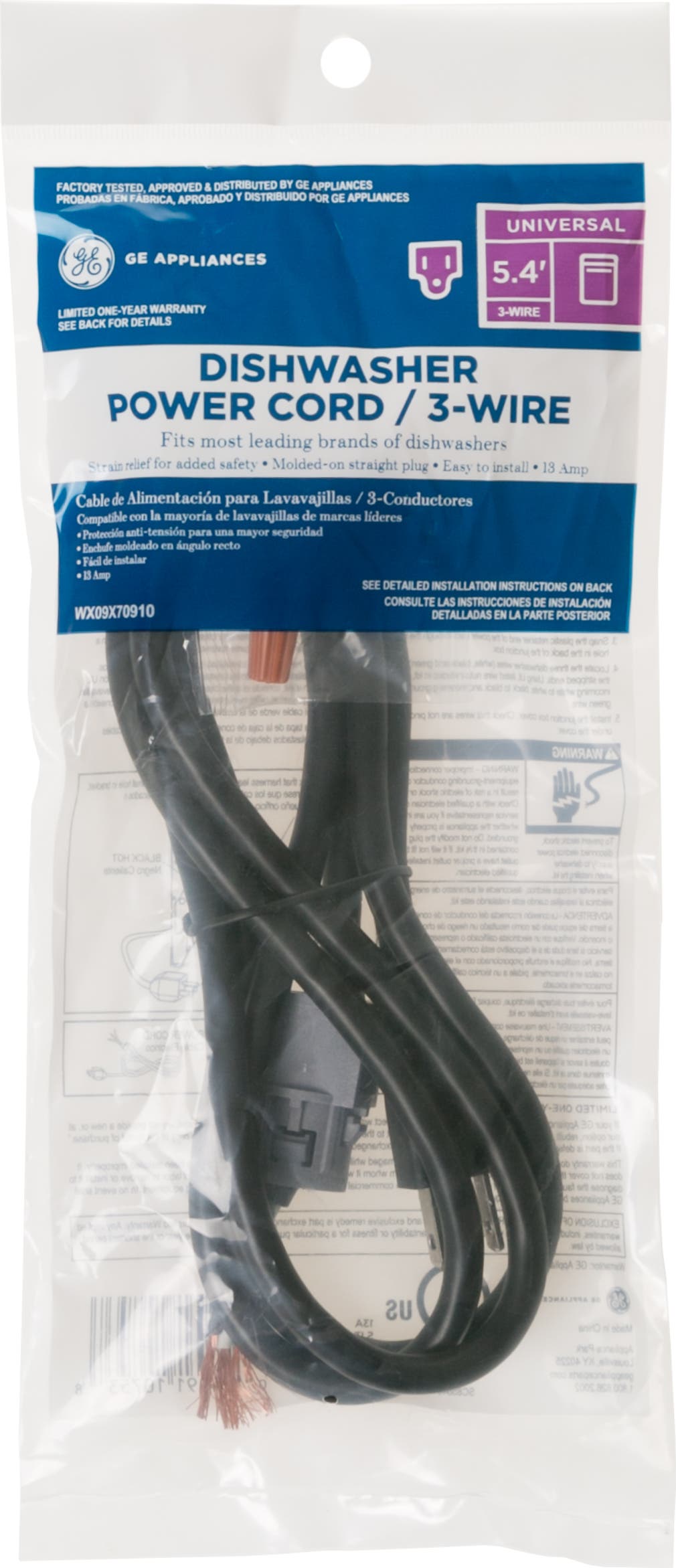 GE WX09X70910 64" Long Universal Dishwasher Power Cord
