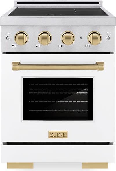 Satin Stainless Steel With White Matte Door And Champagne Bronze Accents