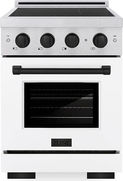 Satin Stainless Steel With White Matte Door And Matte Black Accents