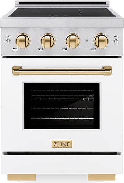 Satin Stainless Steel With White Matte Door And Polished Gold Accents