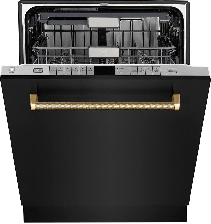 Zline DWMTZBS24KG Black Stainless Steel With Polished Gold Helix Han...