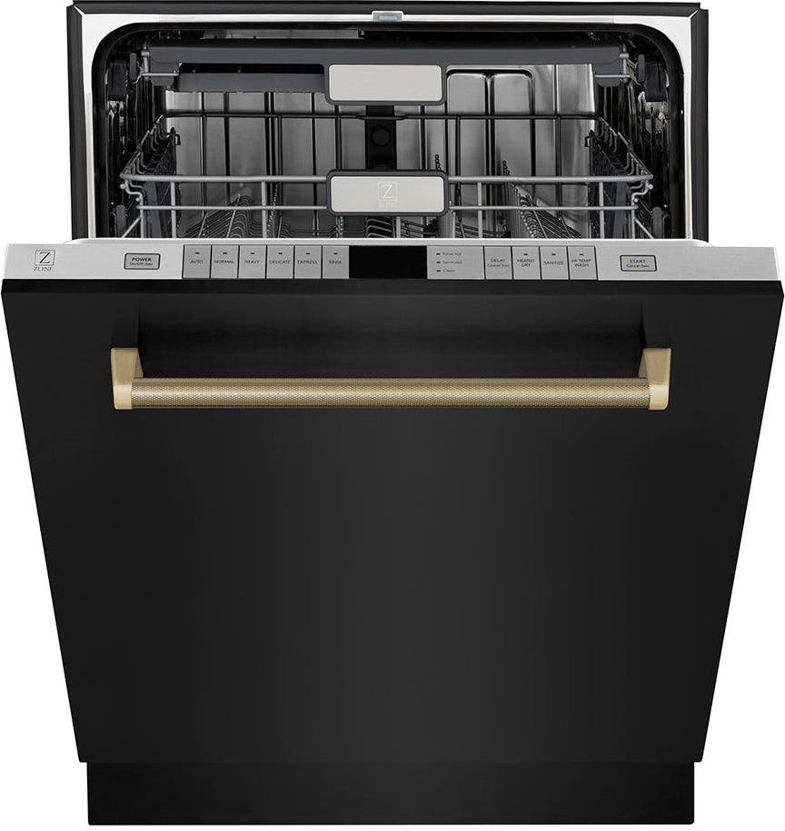 Zline DWMTZBS24KCB Black Stainless Steel With Champagne Bronze Helix ...