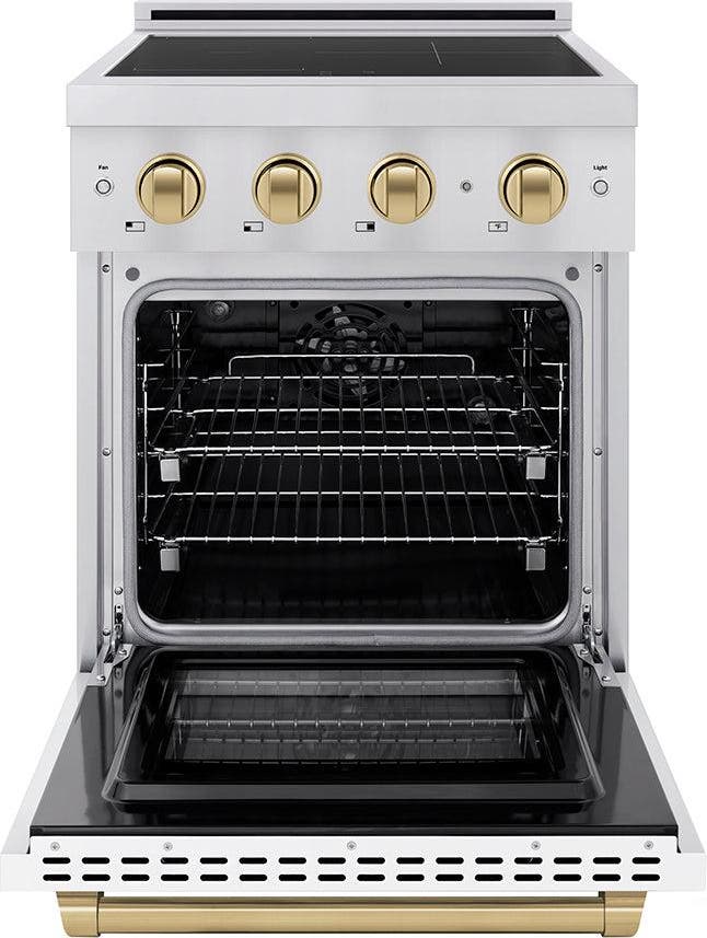 Zline SINRZWM24CB Stainless Steel With White Matte Door And Champagn...