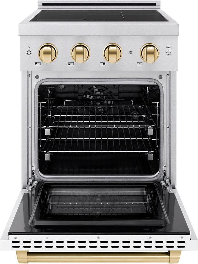 Zline SINRSZWM24G Satin Stainless Steel With White Matte Door And Po...