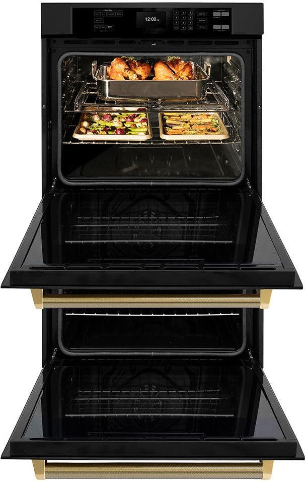 Zline WADBZ30KG Black Stainless Steel With Polished Gold Helix Han...