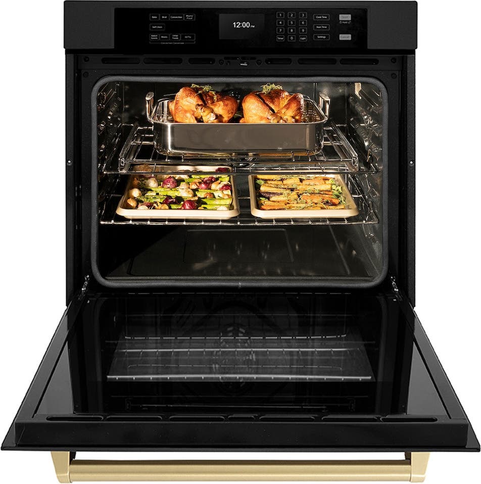 Zline WASBZ30CB Black Stainless Steel With Champagne Bronze Handle