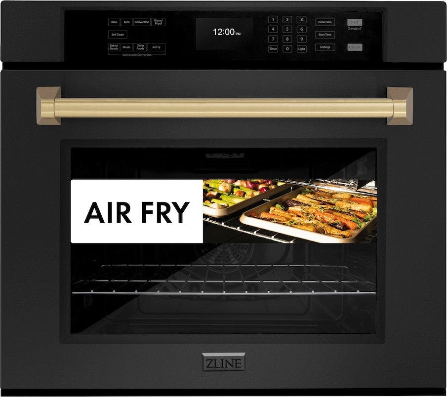 Zline WASBZ30CB Black Stainless Steel With Champagne Bronze Handle