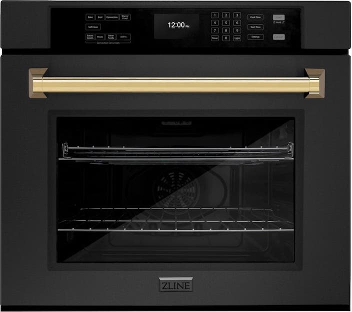 Zline WASBZ30G Black Stainless Steel With Polished Gold Handle