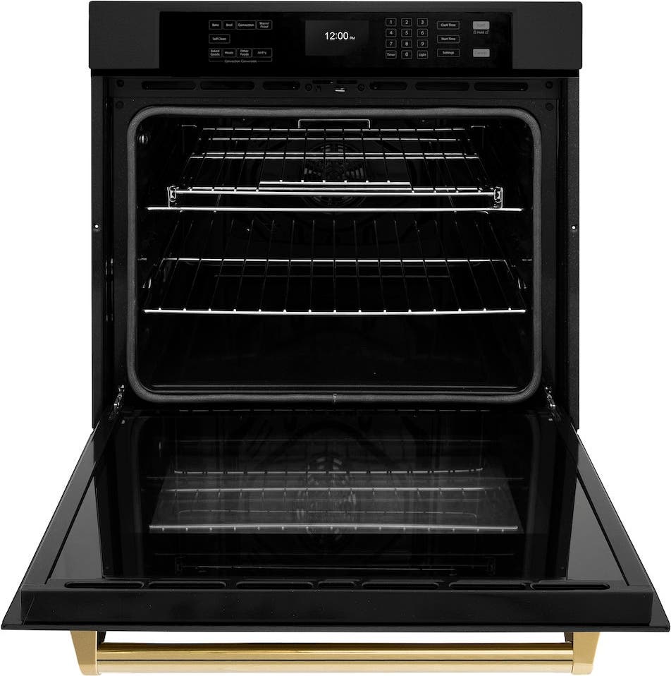 Zline WASBZ30G Black Stainless Steel With Polished Gold Handle