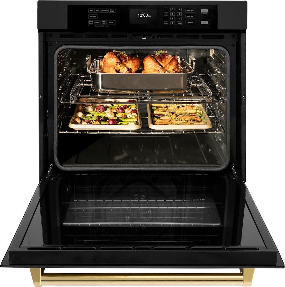 Zline WASBZ30G Black Stainless Steel With Polished Gold Handle