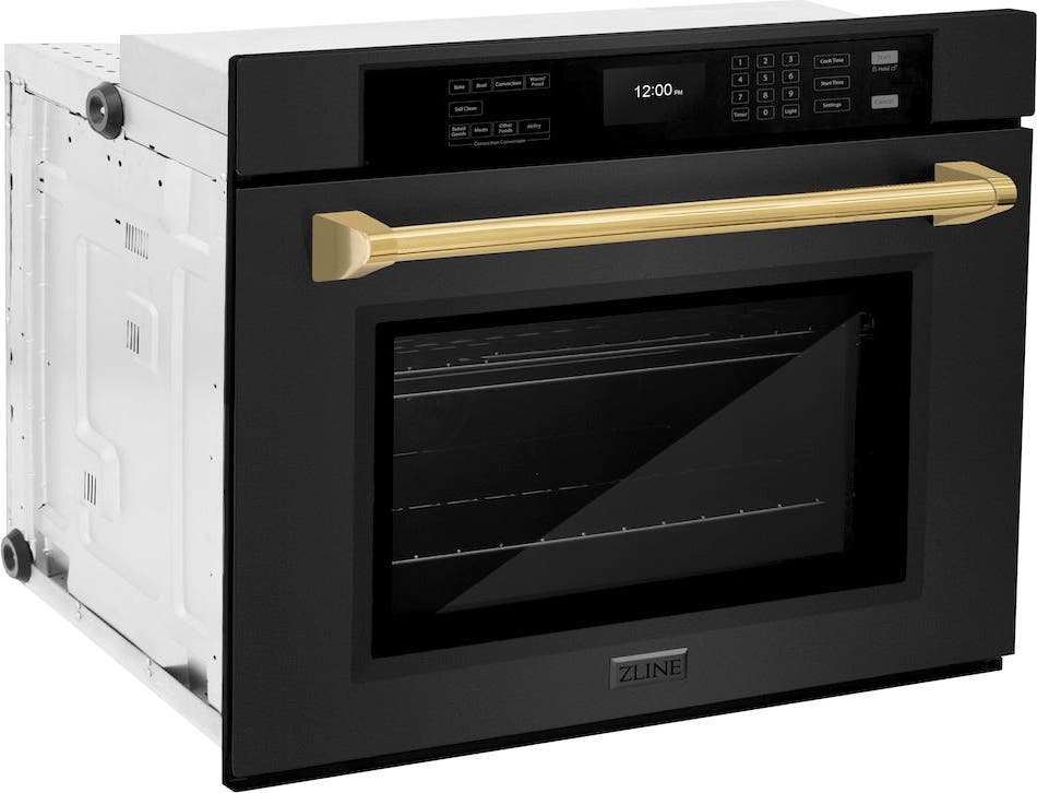 Zline WASBZ30G Black Stainless Steel With Polished Gold Handle
