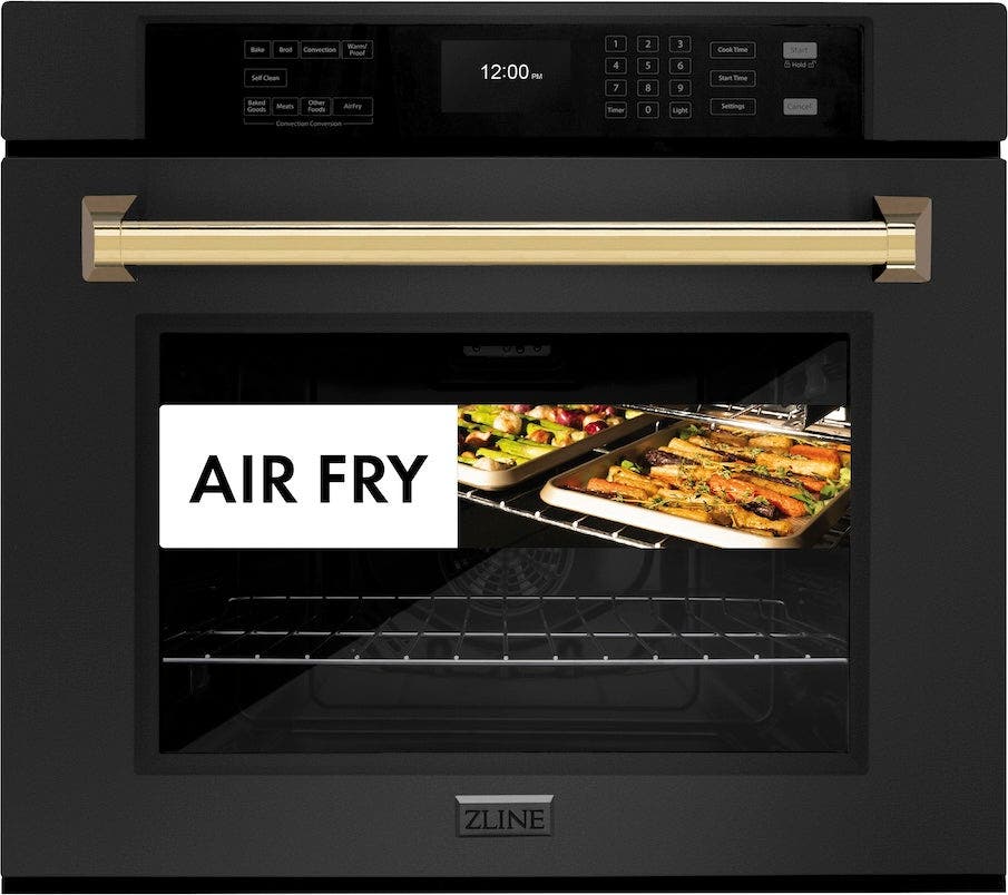 Zline WASBZ30G Black Stainless Steel With Polished Gold Handle