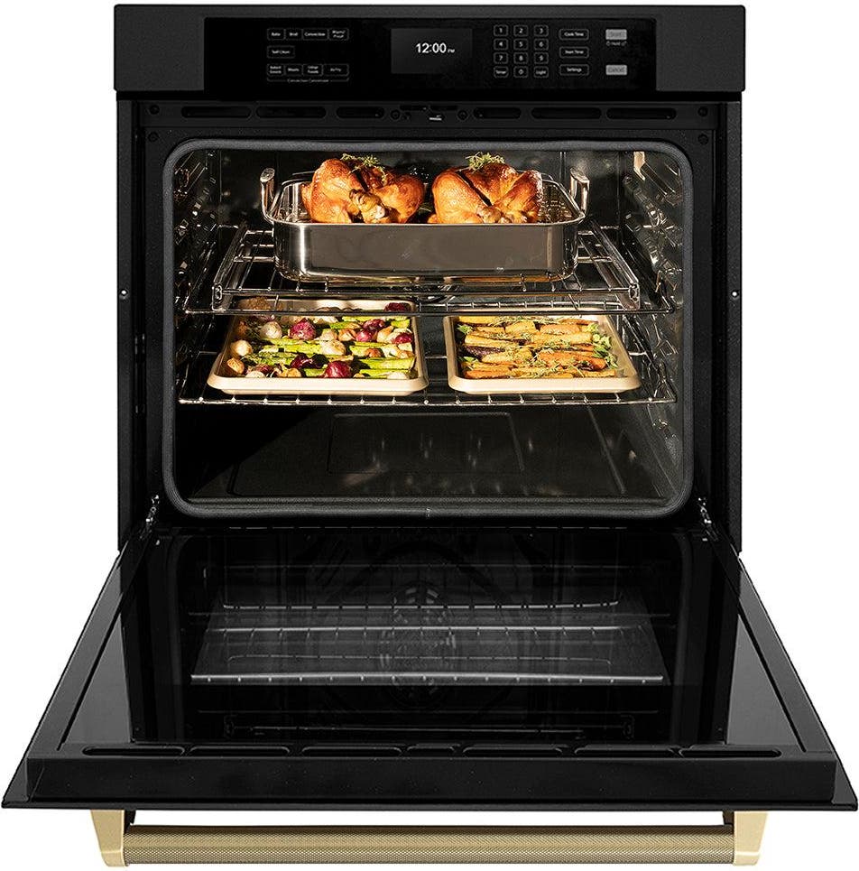 Zline WASBZ30KCB Black Stainless Steel With Champagne Bronze Helix ...