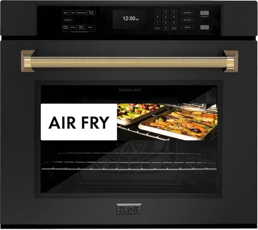 Zline WASBZ30KG Black Stainless Steel With Polished Gold Helix Han...