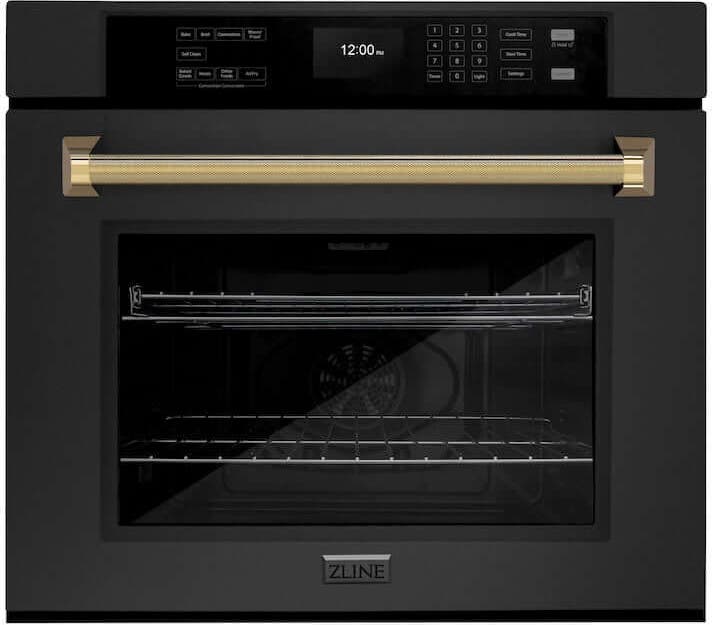 Zline WASBZ30KG Black Stainless Steel With Polished Gold Helix Han...