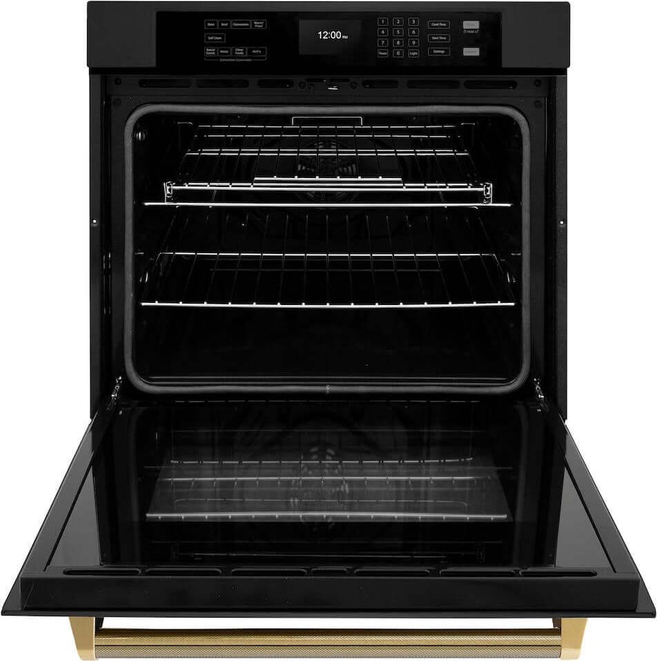 Zline WASBZ30KG Black Stainless Steel With Polished Gold Helix Han...