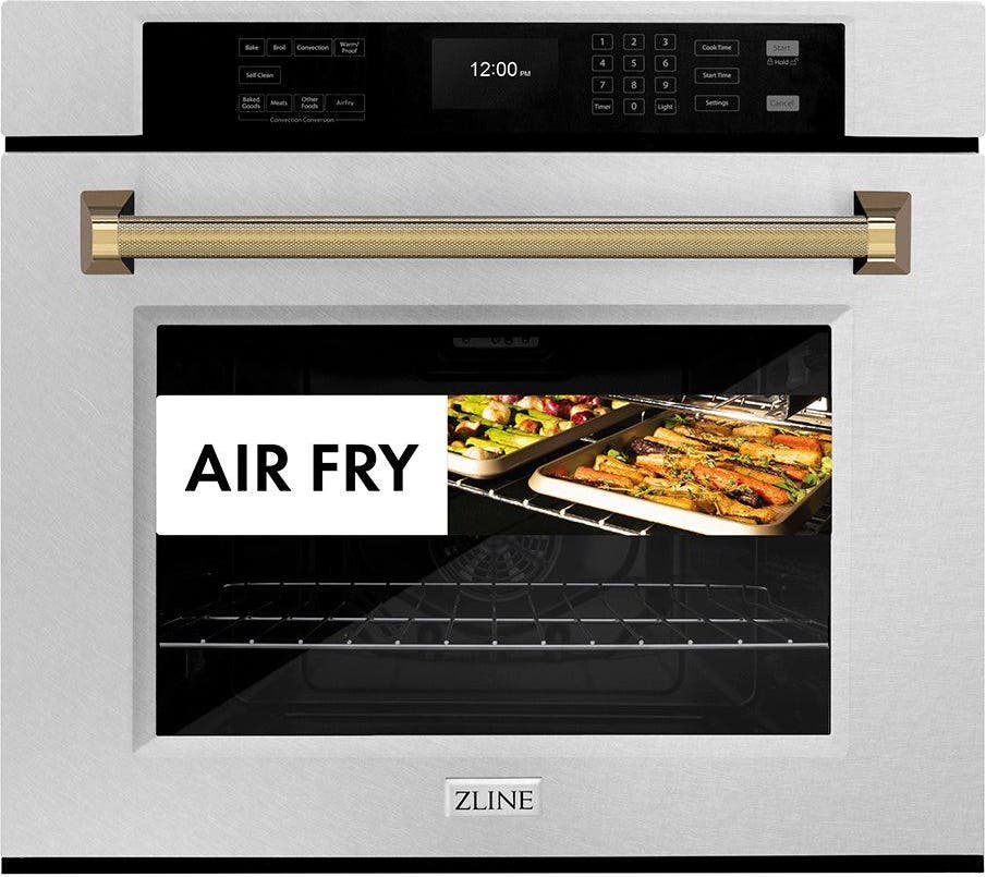 Zline WASSZ30KG Satin Stainless Steel With Polished Gold Helix Han...