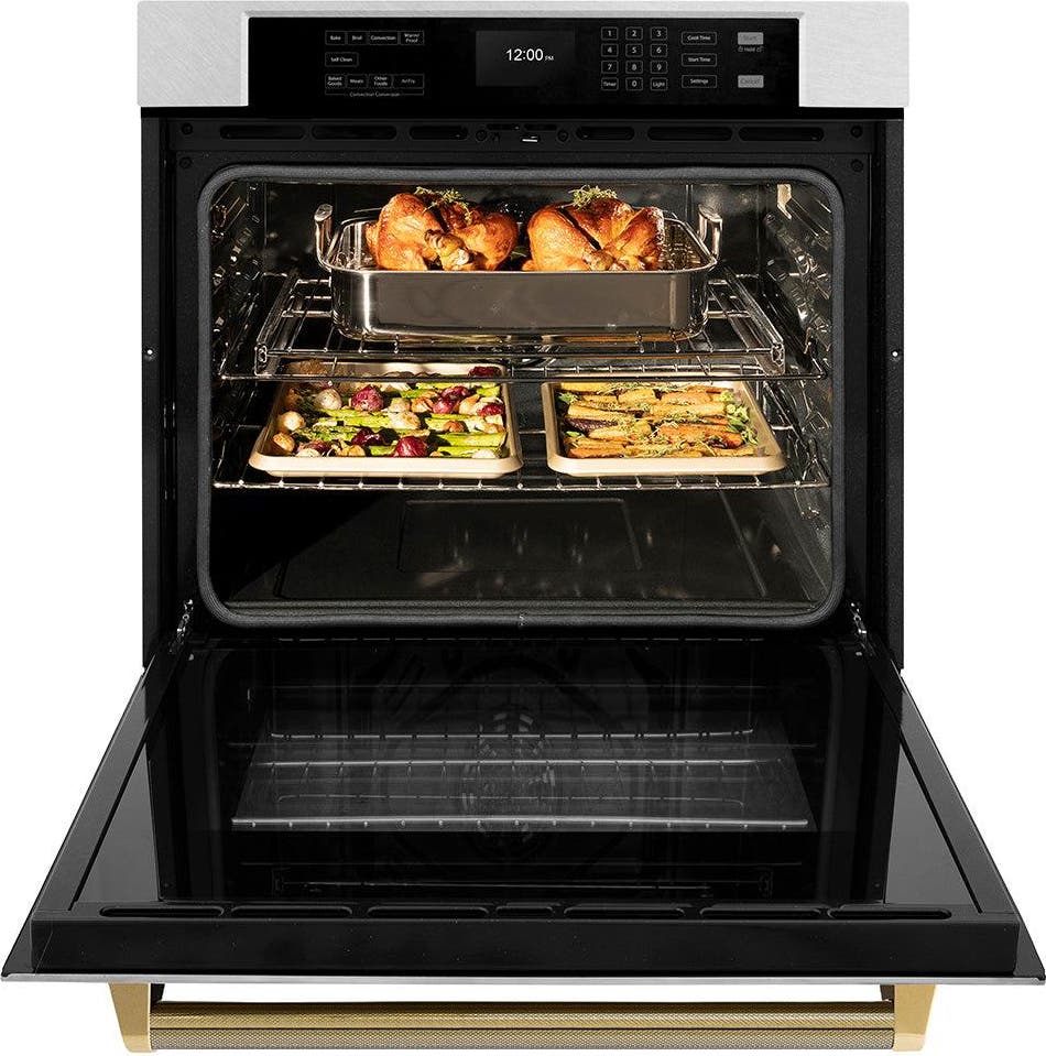 Zline WASSZ30KG Satin Stainless Steel With Polished Gold Helix Han...