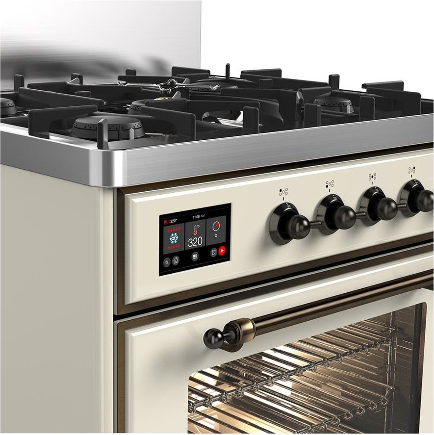 Ilve UM30NR3AWBLP Antique White With Burnished Trim, Liquid Propane