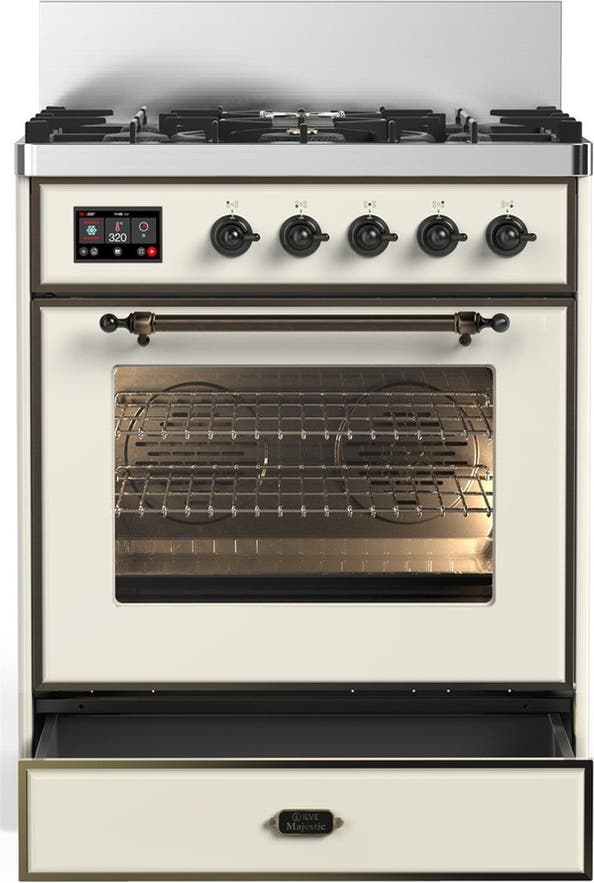 Ilve UM30NR3AWBLP Antique White With Burnished Trim, Liquid Propane