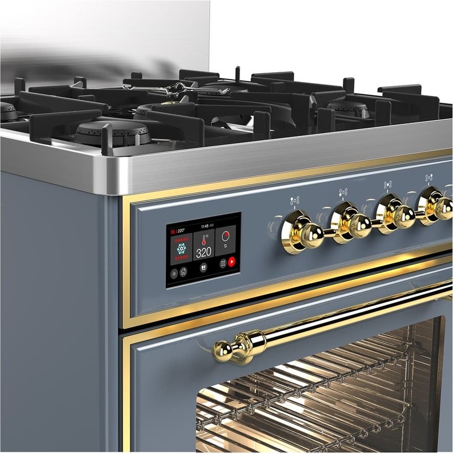 Ilve UM30NR3BGGLP Blue Grey With Brass Trim, Liquid Propane