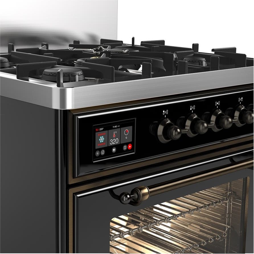 Ilve UM30NR3BKB Glossy Black With Burnished Trim, Natural Gas