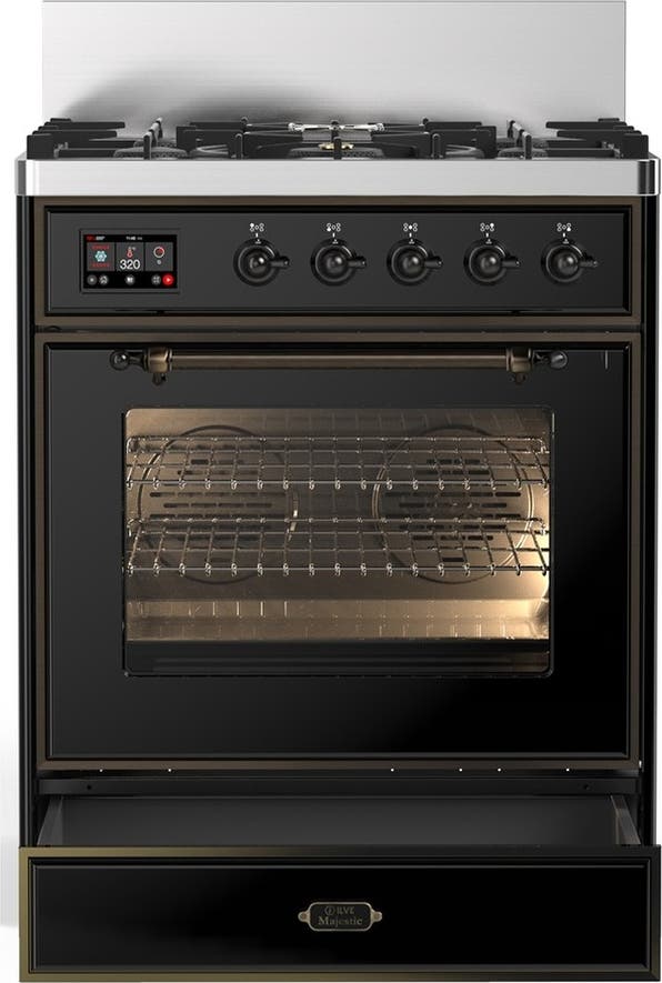 Ilve UM30NR3BKB Glossy Black With Burnished Trim, Natural Gas