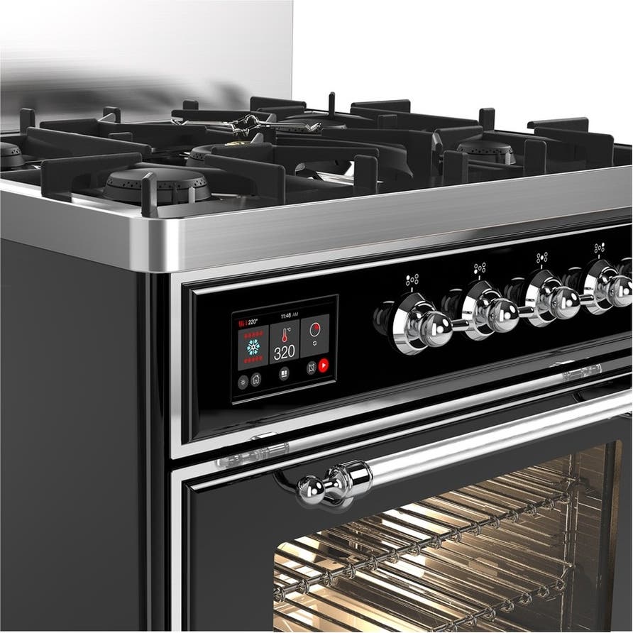 Ilve UM30NR3BKC Glossy Black With Chrome Trim, Natural Gas