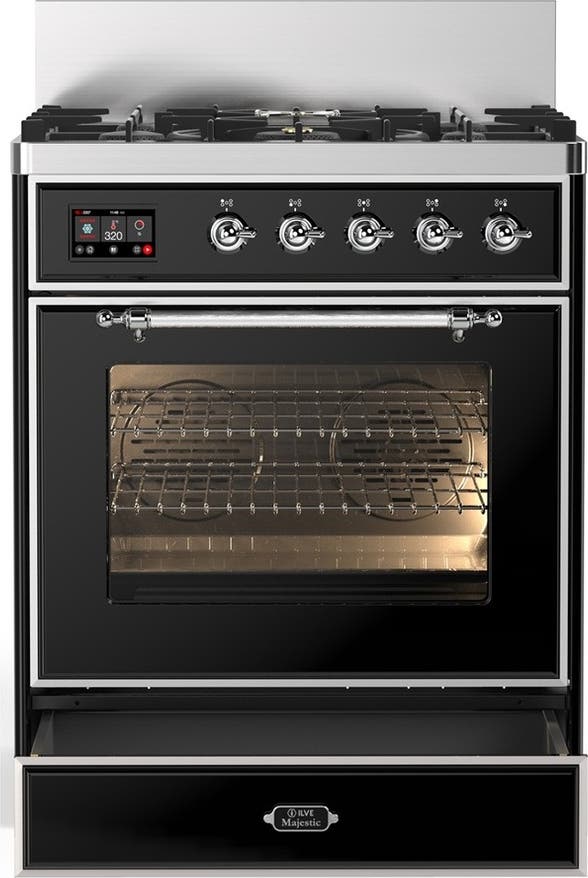 Ilve UM30NR3BKCLP Glossy Black With Chrome Trim, Liquid Propane