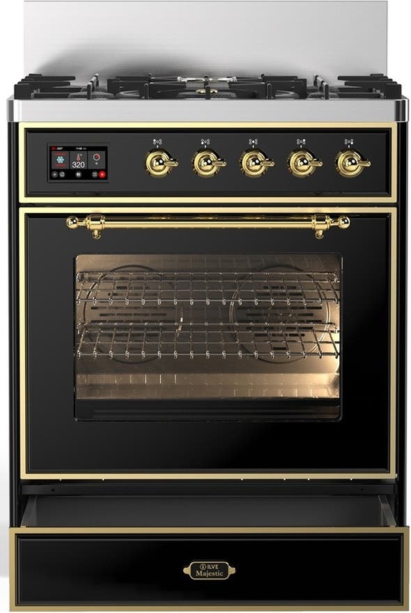 Ilve UM30NR3BKG Glossy Black With Brass Trim, Natural Gas