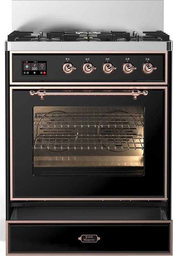 Ilve UM30NR3BKP Glossy Black With Copper Trim, Natural Gas