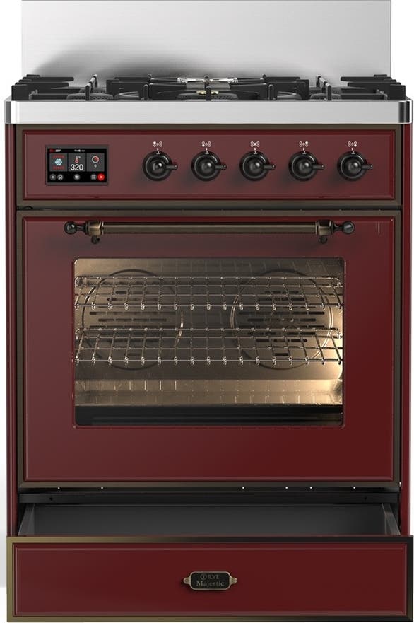 Ilve UM30NR3BUB Burgundy With Burnished Trim, Natural Gas