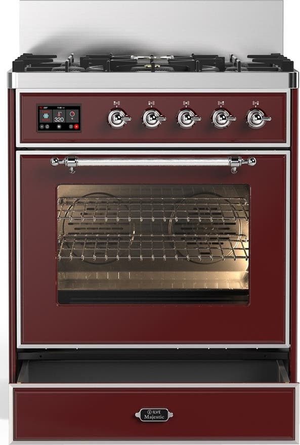 Ilve UM30NR3BUCLP Burgundy With Chrome Trim, Liquid Propane