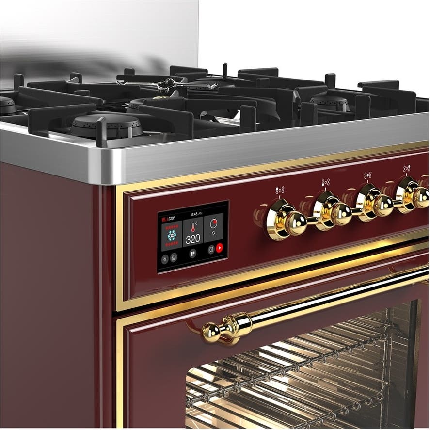 Ilve UM30NR3BUG Burgundy With Brass Trim, Natural Gas