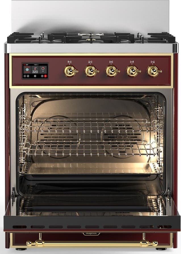 Ilve UM30NR3BUG Burgundy With Brass Trim, Natural Gas