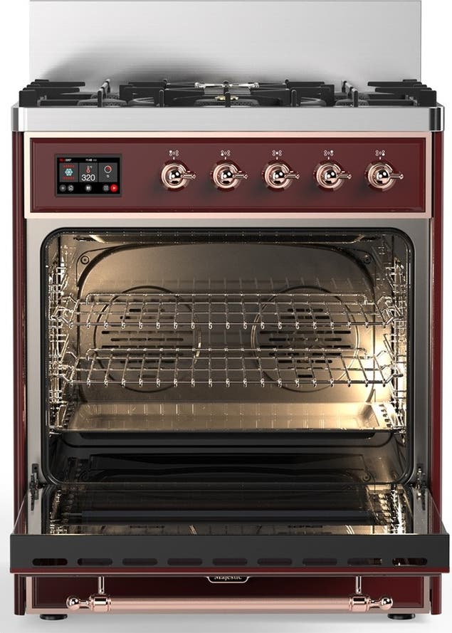 Ilve UM30NR3BUP Burgundy With Copper Trim, Natural Gas