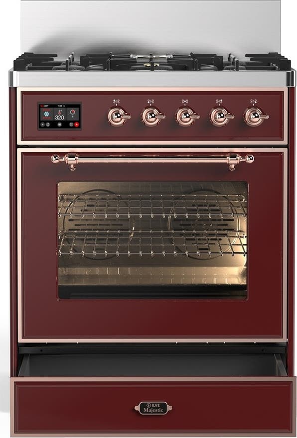 Ilve UM30NR3BUP Burgundy With Copper Trim, Natural Gas