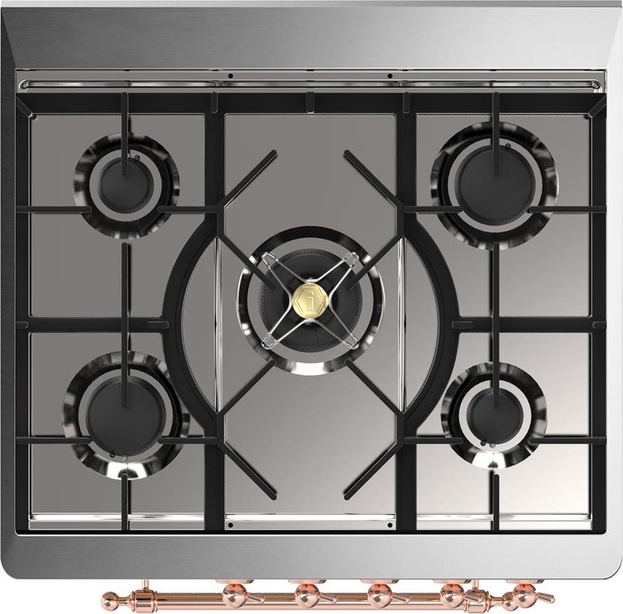 Ilve UM30NR3BUPLP Burgundy With Copper Trim, Liquid Propane