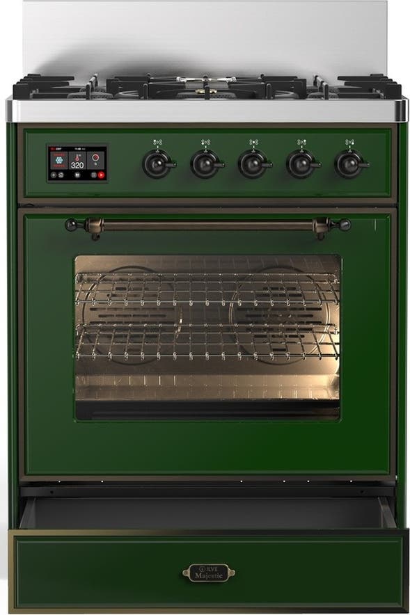 Ilve UM30NR3EGBLP Emerald Green With Burnished Trim, Liquid Propane