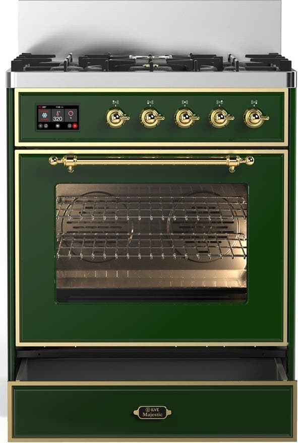 Ilve UM30NR3EGG Emerald Green With Brass Trim, Natural Gas