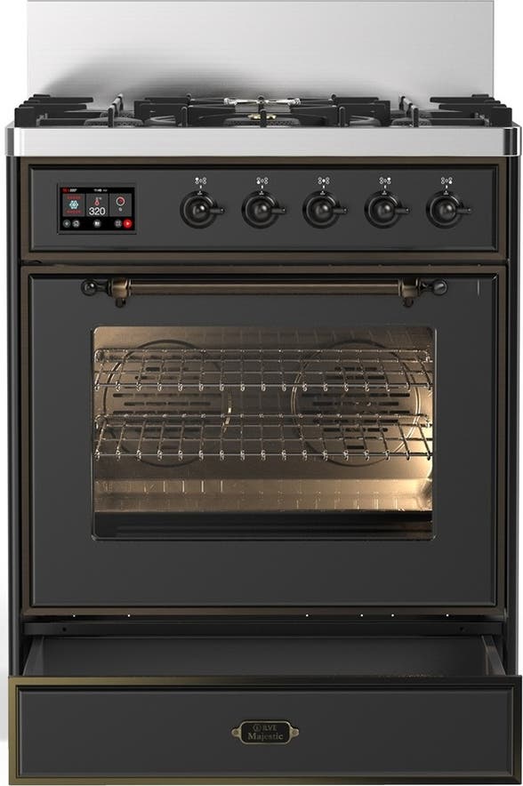 Ilve UM30NR3MGB Matte Graphite With Burnished Trim, Natural Gas