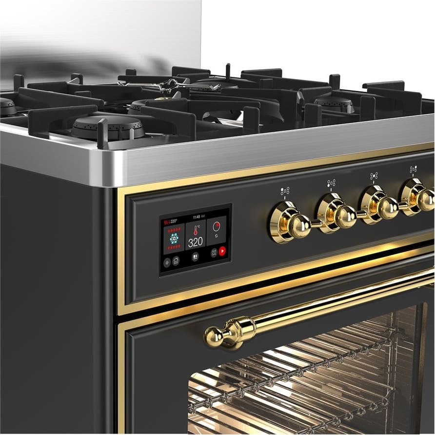 Ilve UM30NR3MGGLP Matte Graphite With Brass Trim, Liquid Propane