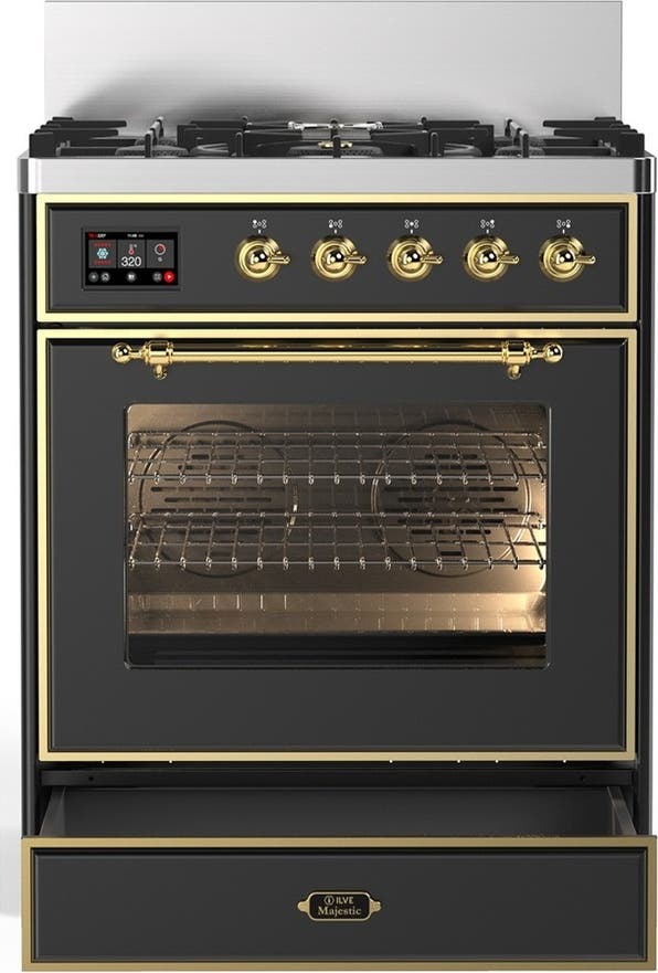 Ilve UM30NR3MGGLP Matte Graphite With Brass Trim, Liquid Propane