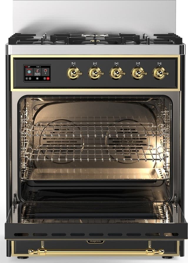 Ilve UM30NR3MGGLP Matte Graphite With Brass Trim, Liquid Propane